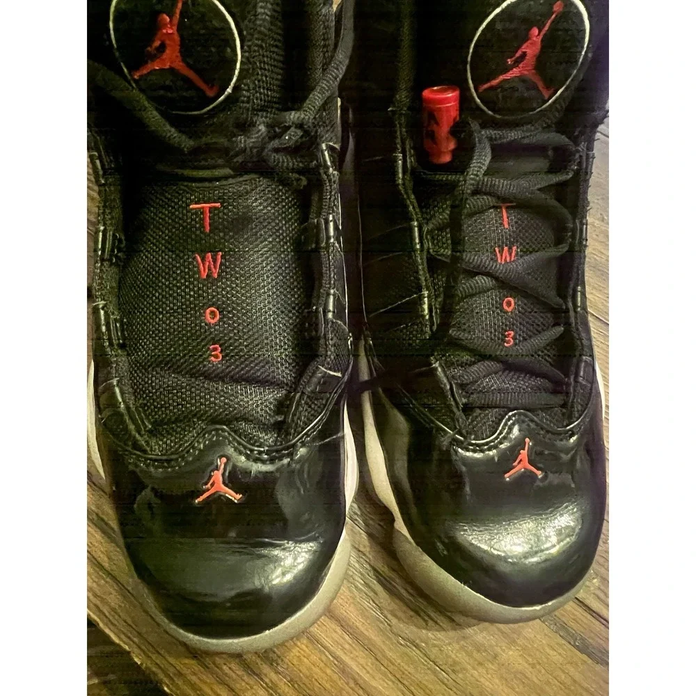 Nike Air Jordan 6 Rings Men's Size 9 Black/Gym Red/White,‎ No Red Clip On 1 Lace